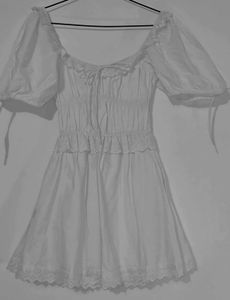 Cute White Puff Sleeve Dress