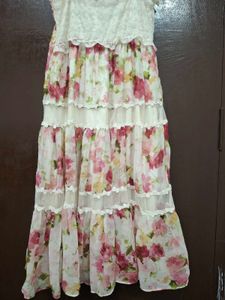 Floral Tiered Sundress with Lace Trim