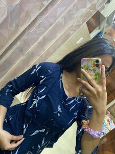Chic Navy Blue Printed Dress