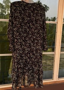 Floral Print Black Dress
