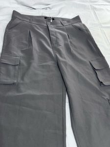 Stylish Grey Cargo Wide-Leg Pants