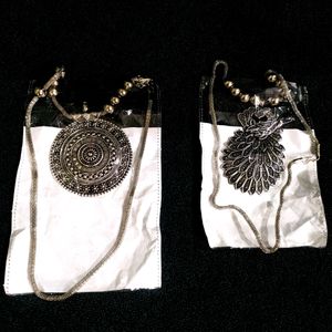 Oxidised silver metallic necklace (each for 140/-)