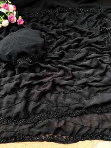 Elegant Black Sequin Saree