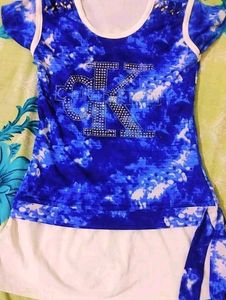 the cloud tie-dye rhinestone tie-waist top