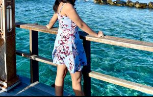 Berrylush Blue Floral Printed A-LineDress