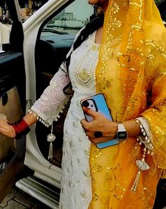 Elegant White Kurta Set with Yellow Dupatta