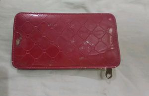 Red Patent Wallet with Gold Accents