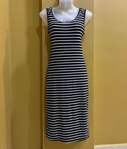 Striped Sleeveless Midi Dress