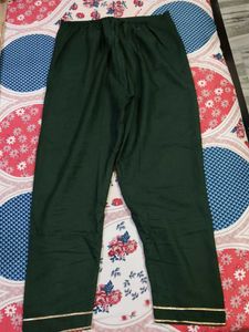Solid Green KurtaSet with Gold Trim