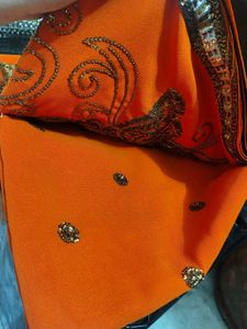 Orange Embroidered Saree