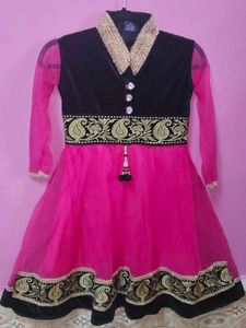 Beautiful Pink & Black Anarkali Kurta for kids 🩷