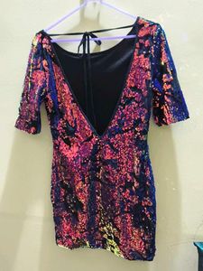 multi colour sequence dress for party wear.