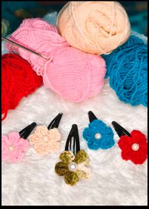🔥 MEGA SALE OFFER 🔥 Crochet Flower Hair Clips
