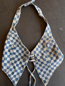 Denim Checkered Halter Top