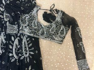 y2k Black Sequined Lehenga Choli Set