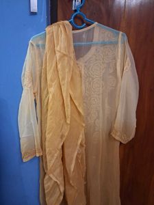 Beautiful chikankari Embroidered Yellow Kurta