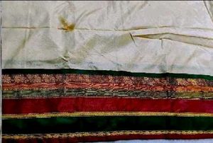 Elegant Cream Saree with Red &amp; Green Border