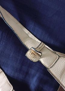 Chic White Textured Leather Handbag