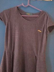 Women's Grey Short Sleeve Midi Dress