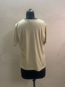 Cream Ribbed Knit Top