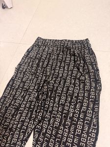 Black Patterned Relaxed Fit Pants