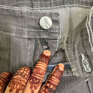 Washed Grey Straight Leg Jeans