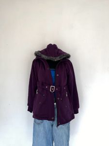 Purple Hooded Winter Coat