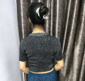 Sparkly Ribbed Cropped Top