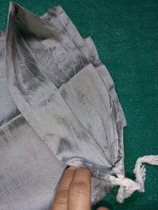 Shiny Silver Wide Leg Pants