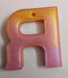 Orange Glitter Letter R Keychain/Charm