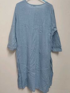 Light Blue Button-Front Midi Dress