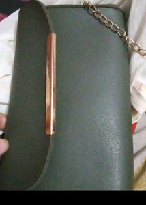 Chic Green Clutch Bag with Gold Chain
