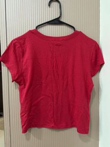Red Forever 21 Cropped T-Shirt