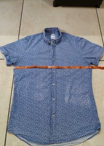Men's Blue Floral Print Short Sleeve Shirt