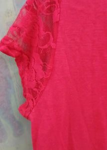 Chic Red Lace V-Neck Top