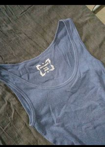 Blue Ribbed Tank Top