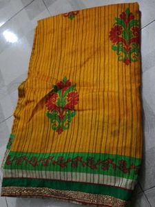 Yellow Embroidered Saree