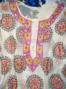 Embroidered White Tunic Top