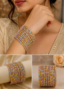 Chic Multicolored Stone Bangles Set