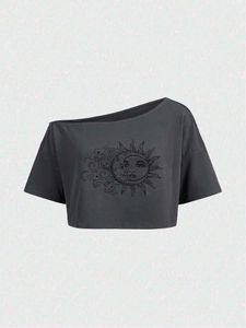 26139. Celestial Sun & Moon Crop Top