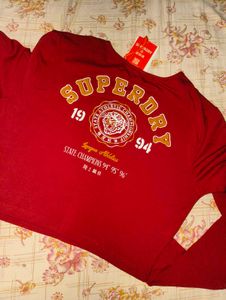 Superdry Red Cropped Long Sleeve T-Shirt❤️
