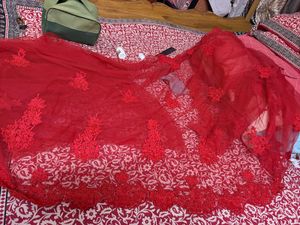 Beautiful Red Embellished Saree