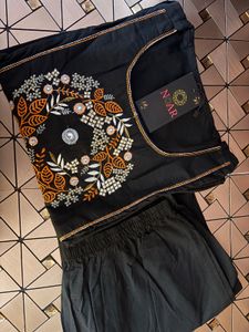 Black Embroidered Kurta Set