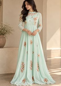 S  Beautiful Light Blue Embroidered Gown(S size)