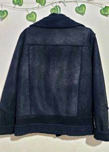 Black Faux Suede &amp; Shearling Jacket