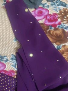Purple &amp; Gold Embellished Salwar Kameez