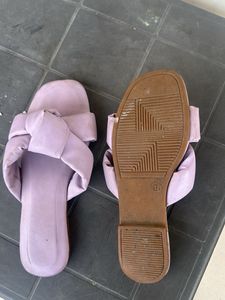 Cute Lilac Bow Detail Slides