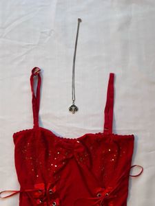 Red Corset Top with Sequins