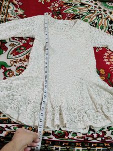 Elegant White Lace Peplum Top