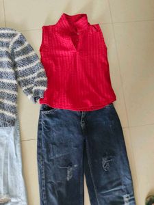 2 Stylish  Wide-Leg Jeans and tops